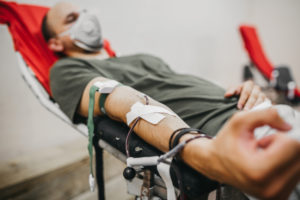 Blood donation with mask